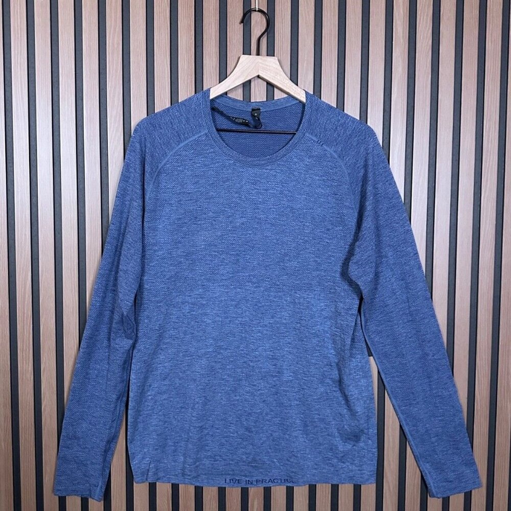 New Free People Shirt Medium Mens Blue Metal Vent 2.0 Long Sleeve Performance
